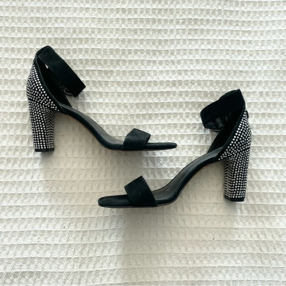 Rebecca Minkoff Kemina crystal ankle strap black heels size 8.5